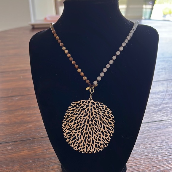 Bohemian Beaded Stone Necklace with Pendant - Picture 1 of 6